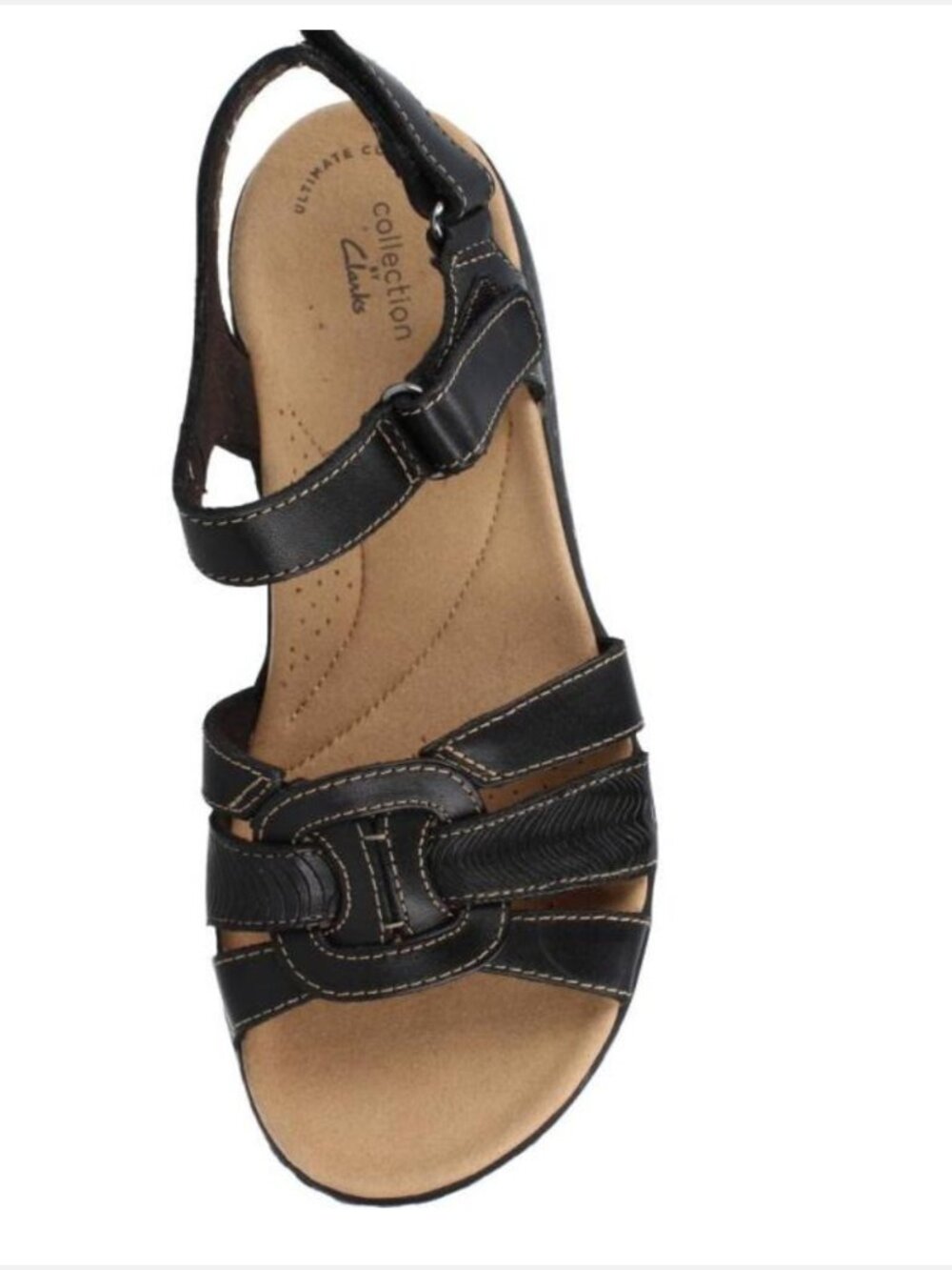 Clarks Collection Black Leather Open Toe Sandals Women US 12N